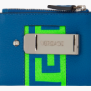 versace porte cartes bleu en cuir à pince pour billets